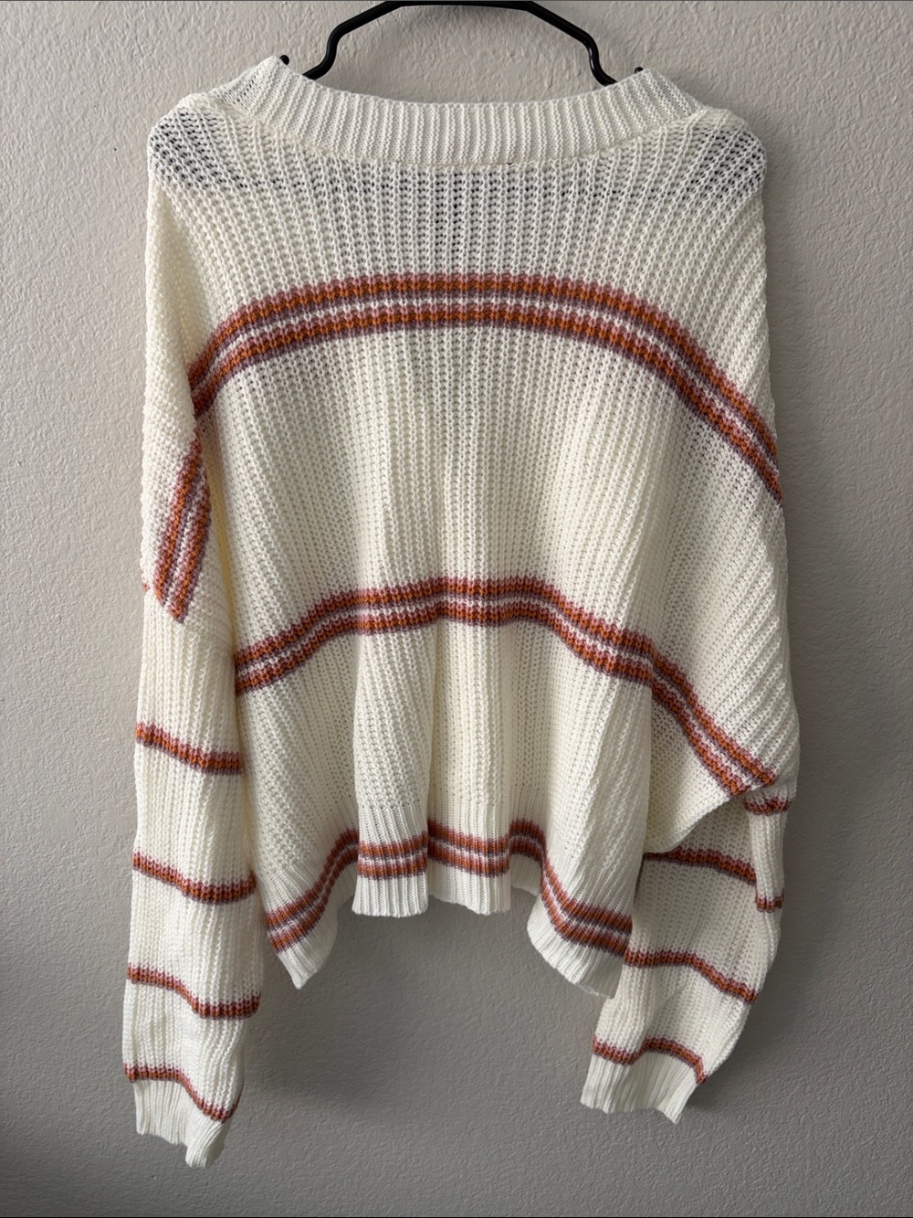 Polly & Esther Cream Cardigan with Orange, Purple and Pink Stripes Size XL - Picture 4 of 4